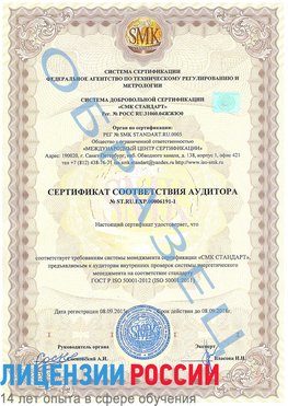 Образец сертификата соответствия аудитора №ST.RU.EXP.00006191-1 Нальчик Сертификат ISO 50001